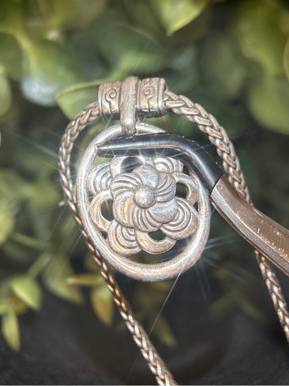 Brighton Two-Tone Floral Pendant Necklace - Silver and Gold - Picture 7 of 11